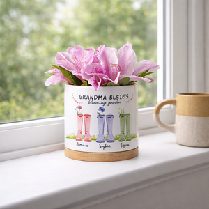 Birthday Gift for Mom, Custom Mom Flower Pot, Gifts from Daughter, Kids, Grandmas Garden, Birth Flower Mom Gifts Personalized Flower Pot