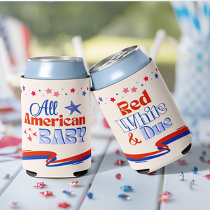 All American Baby Shower Can Cooler 4th of July Party Favor Red White and Due Gift Patriotic Baby Shower Decor American Theme Gender Reveal