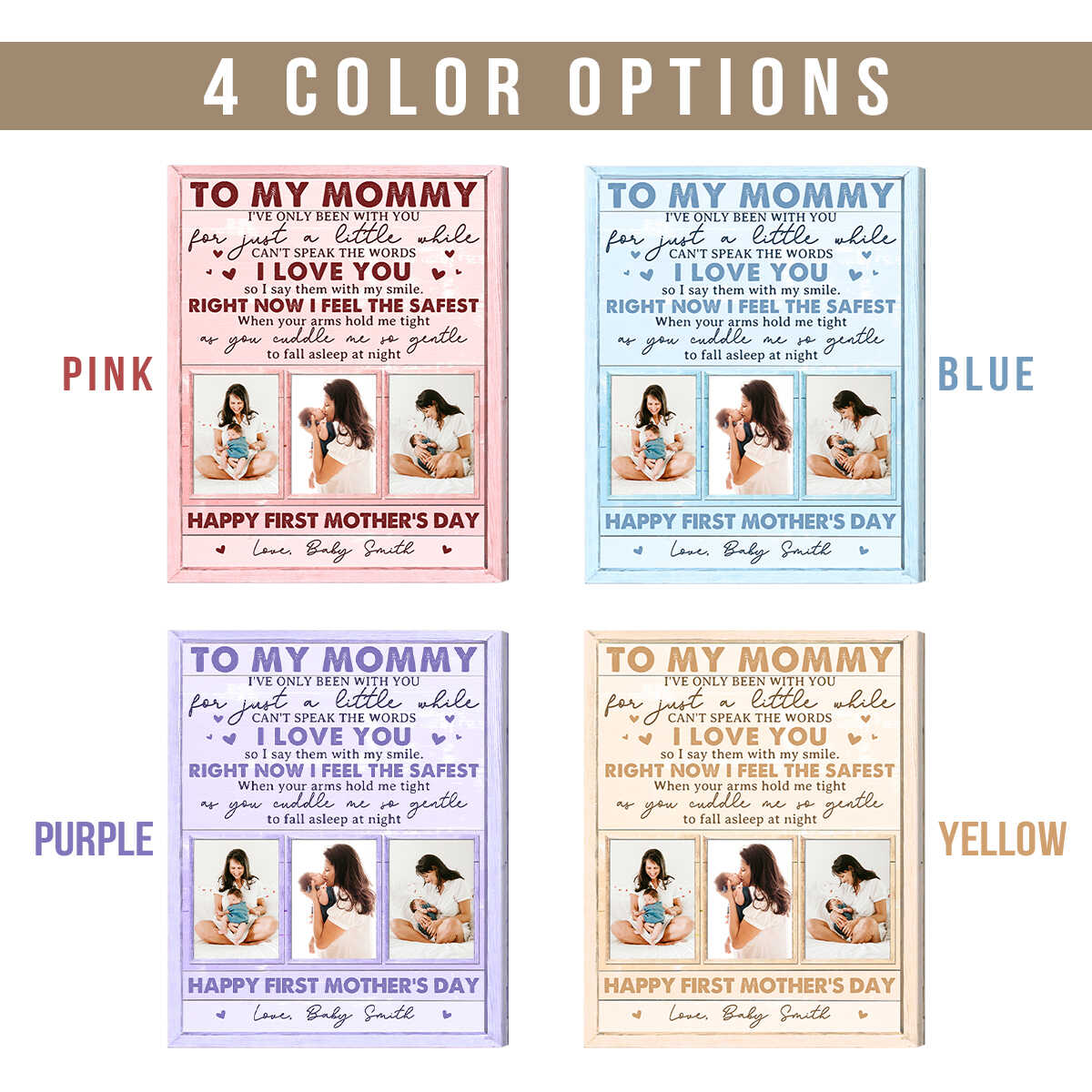 Dear Mommy Right Now I Feel The Safest, Personalized 1st Mother s Day Canvas, Dear Mommy Photo