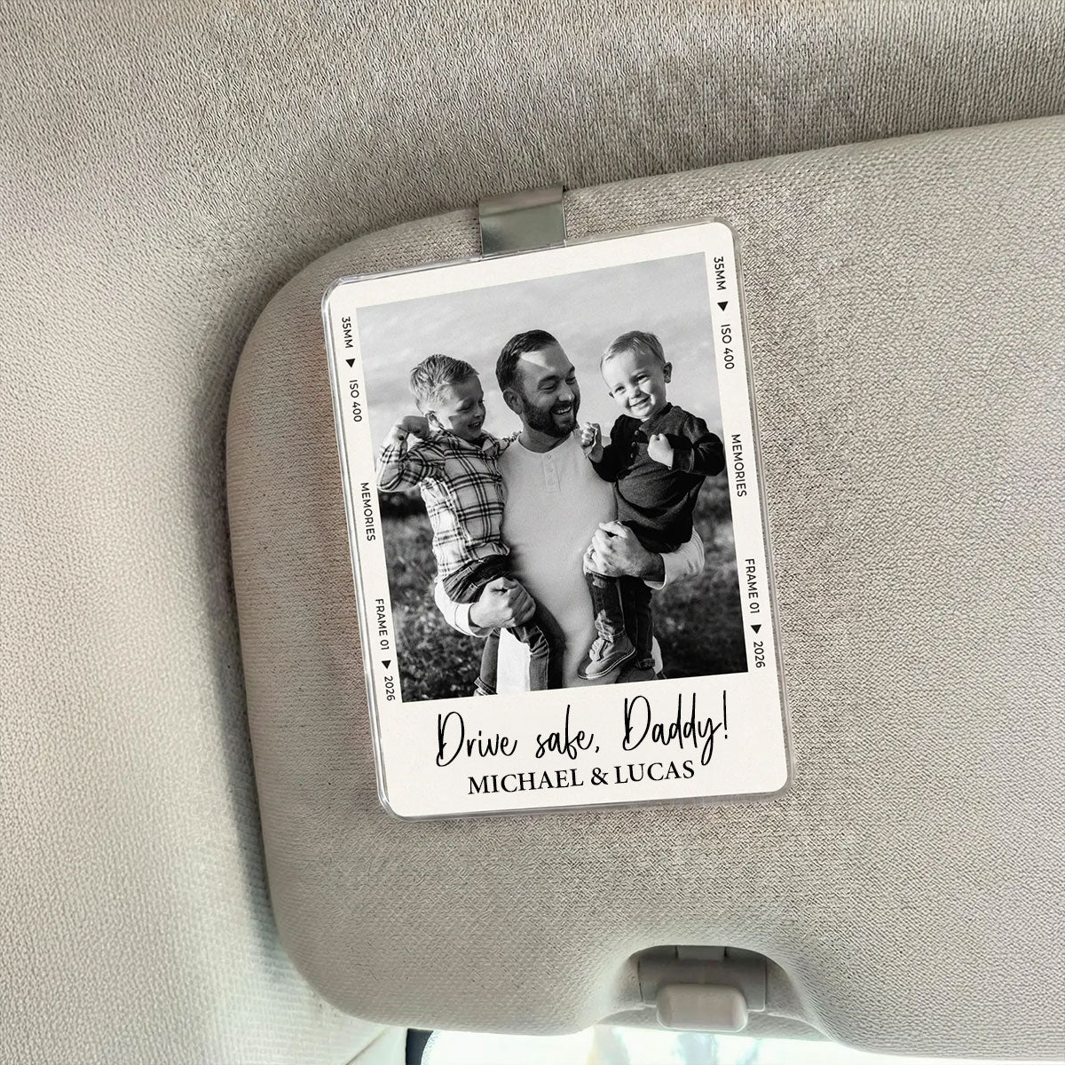 Drive Safe Daddy - Personalized Acrylic Custom Car Visor Clip Keepsake for Dad