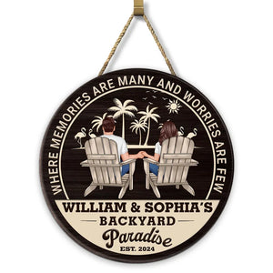 Backyard Paradise Where Memories Are Many And Worries Are Few - Personalized Wood Sign - Housewarming, Birthday, Anniversary Gift for Him, Her