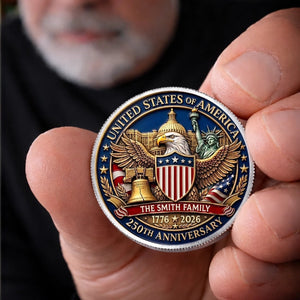 Personalized United States 250th Anniversary Family Keepsake Metal Coin (1776 2026)
