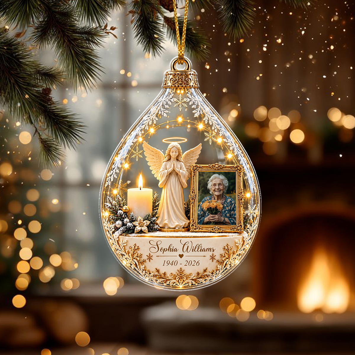 Personalized Memorial Angel Ornament, Custom Photo In Loving Memory Keepsake