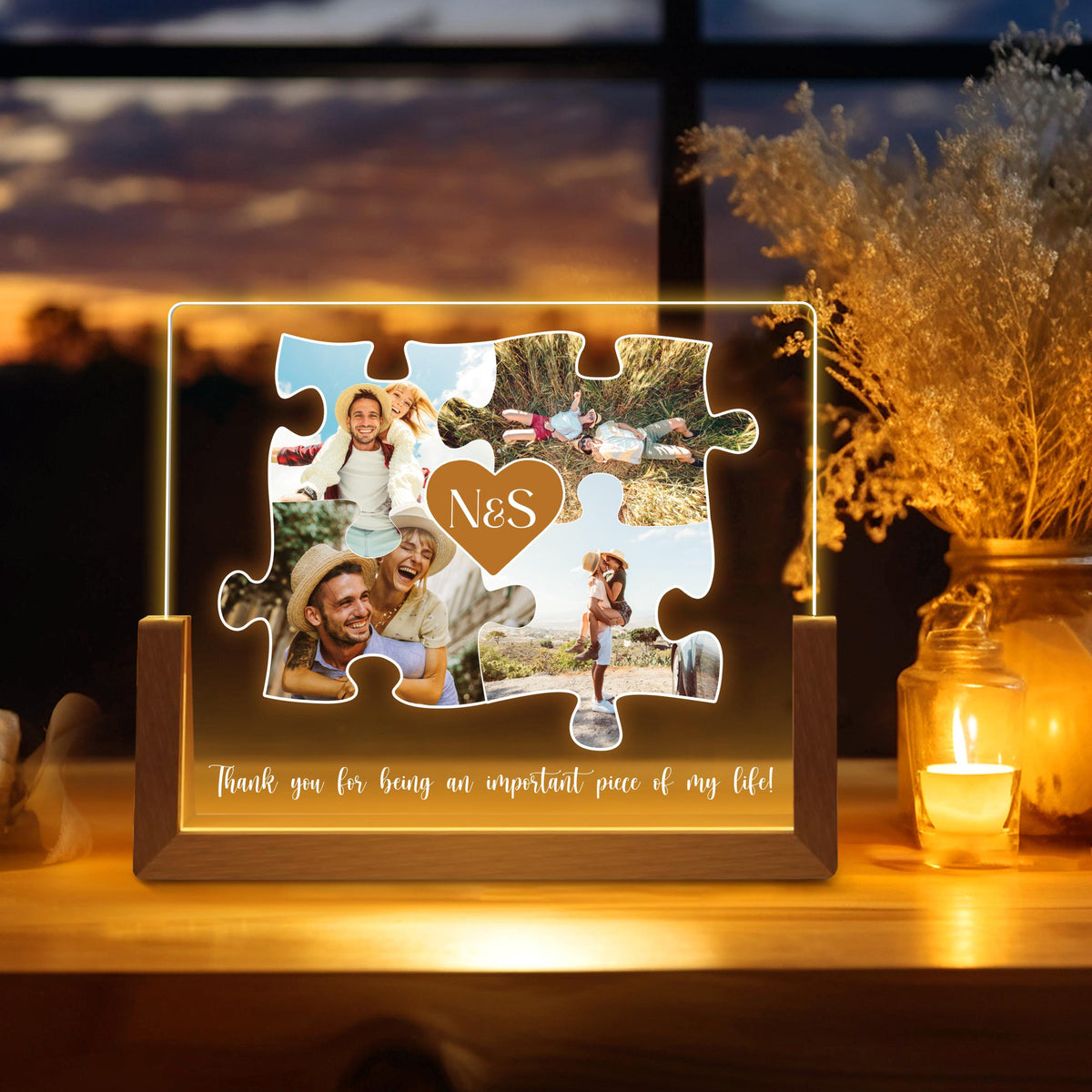 Important Piece Of My Life, Valentines Day Gift, Anniversary Gifts, Engagement Gifts, Romantic Gift for Couple, Names and Date Night Lamp Gifts