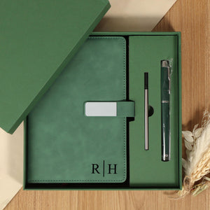 Personalized Leather Notebook Set, Custom Notebook With Pen, End Of Year Thank You Gift, Graduation Gift, Birthday Gift