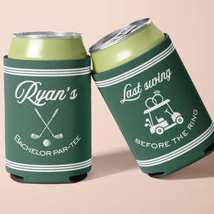 Golf Bachelor Party Can Cooler Custom Name Last Swing Before The Ring Drink Holder Groomsmen Gift Funny Beer Sleeve Golf Weekend Party Favor