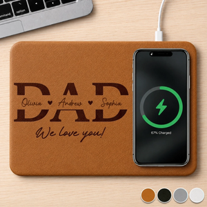 Custom Dad with Kids' Names Personalized Wireless Charging Mat - Gift For Dad Grandpa, Father's Day