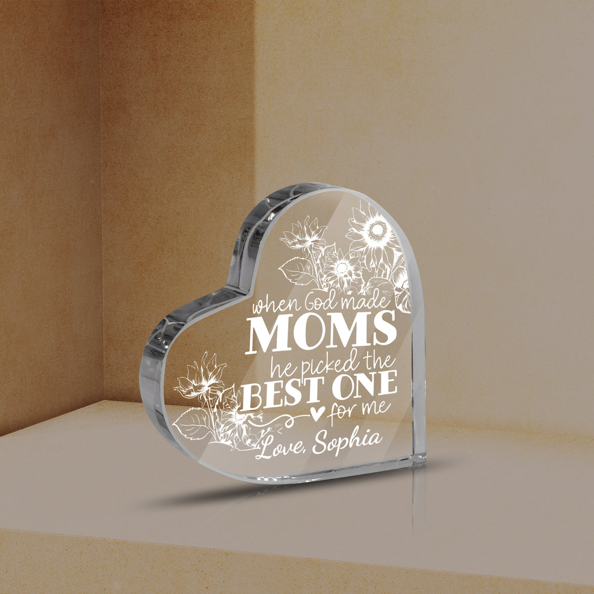 When God Made Moms He Picked The Best One For Me - Personalized Heart Shaped Acrylic Plaque - Gift For Mom, Mother's Day, Birthday Gift