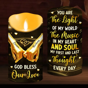 You Are The Light Of My World - Personalized LED Flameless Candle - Anniversary Gift, Valentine's Day Gift For Couple