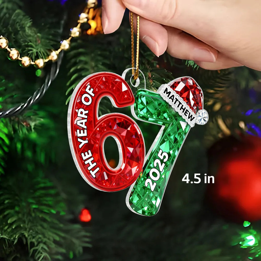 3D Shining Effect 67 Six Seven 2025 Slang Christmas - Personalized Acrylic Ornament - Funny Christmas Gift