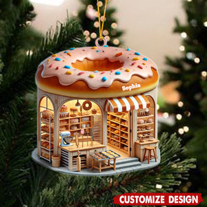 Custom Name Bakery Ornament, Christmas Decoration For Bakery Shop
