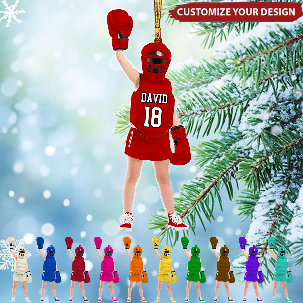 Personalized Boxing Kid Christmas Ornament, Acrylic Ornament For Boxing Lovers, Boxers