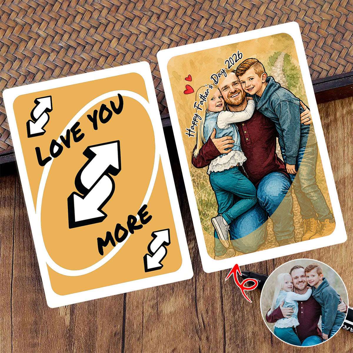 Custom UNO reverse Card for Dad, Love You More Metal Wallet Card