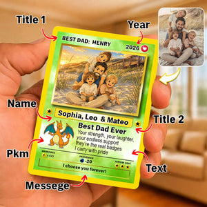 Custom Anime Photo Poke Card | Personalized Father's Day Trading Card | Poke Dad Birthday Gift