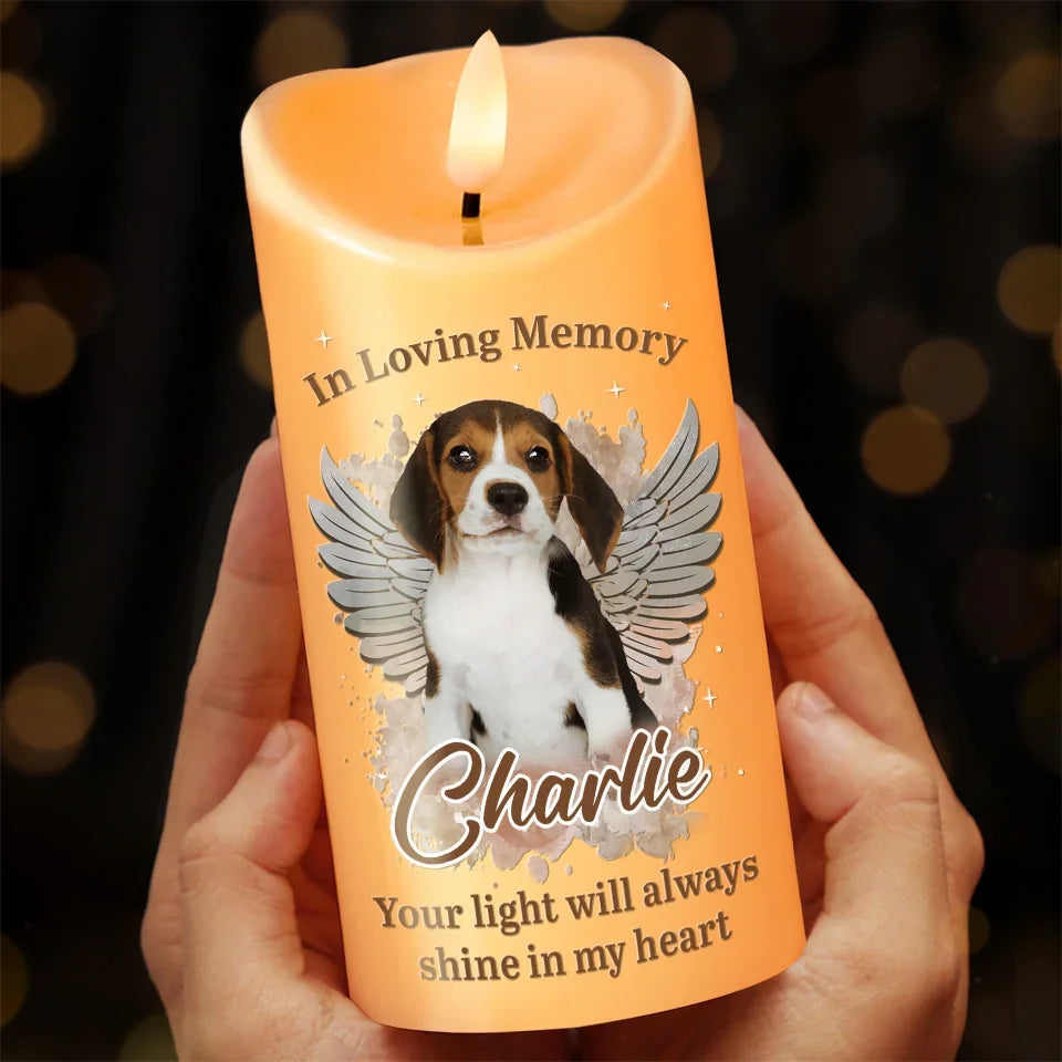 Custom Photo In Our Hearts, You Will Always Stay - Custom LED Flameless Candle - Sympathy Gift, Christmas Gift For Pet Owners, Pet Lovers