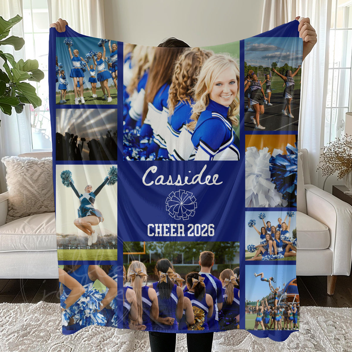 Cheerleader Photo Blanket, Personalized Cheer Gift, Custom Cheerleading Keepsake, Cheer Team Graduation, Senior Night Coach Cheer Gif