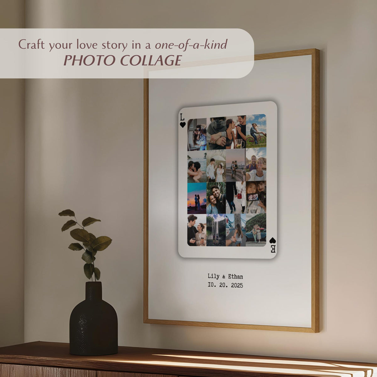 Custom Playing Cards Wall Art Frame - Personalized Canvas - Anniversary Gift For Girlfriend, Valentine's Day Gift