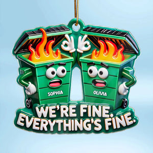 Work Bestie Dumpster Fire - Personalized Acrylic Ornament - Christmas Gift For Colleague