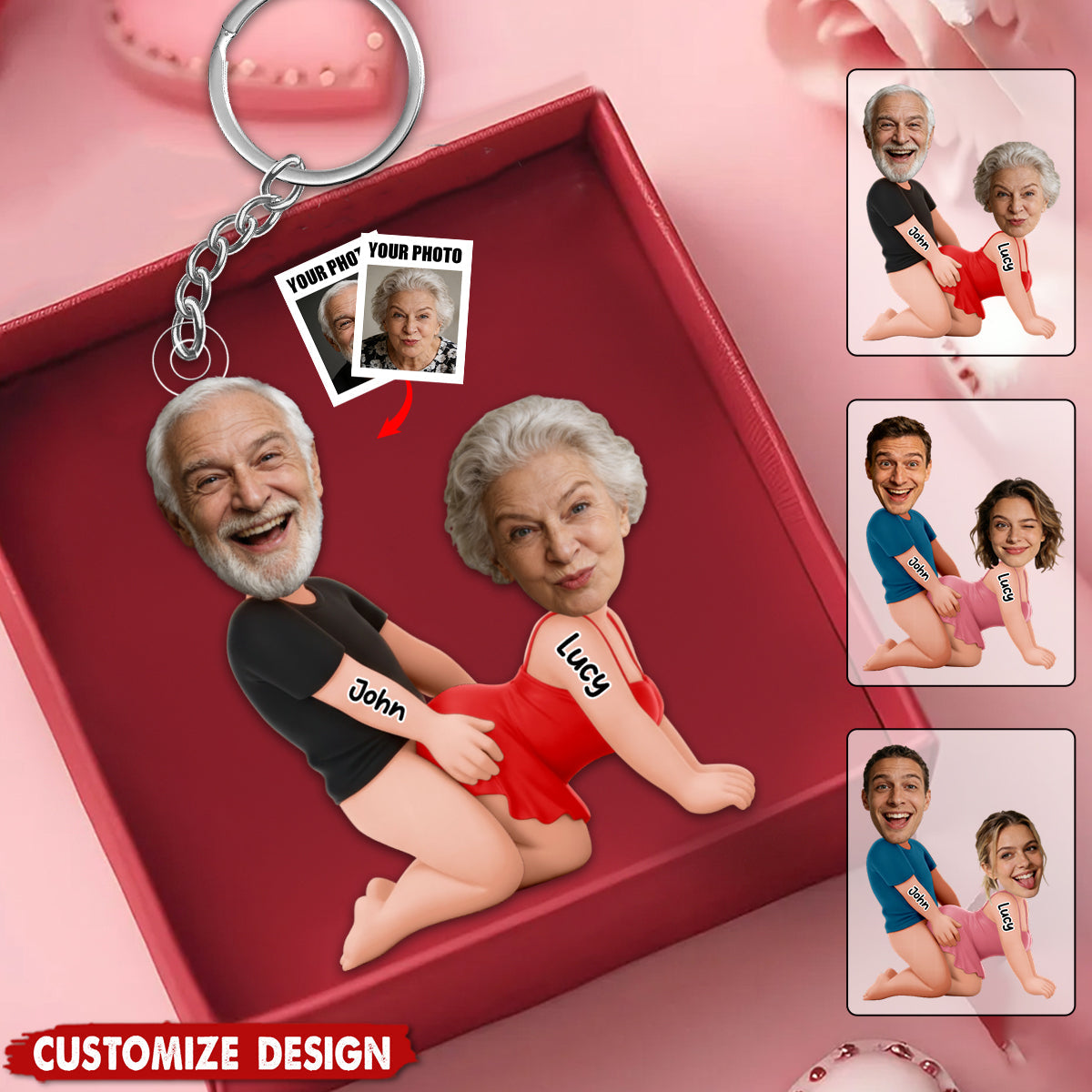 Naughty Couple Custom Photo - Personalized Acrylic Keychain - Valentine's Day Gifts For Couple