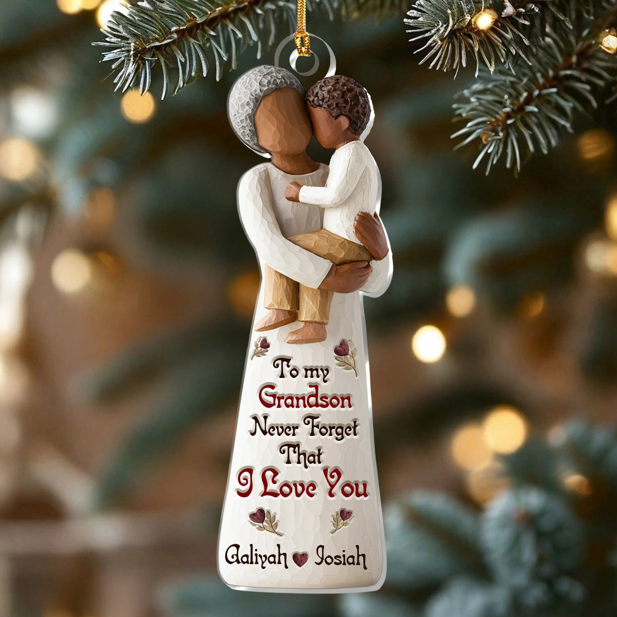 Never Forget That I Love You - Personalized Acrylic Ornament - Christmas Gift For Grandkid