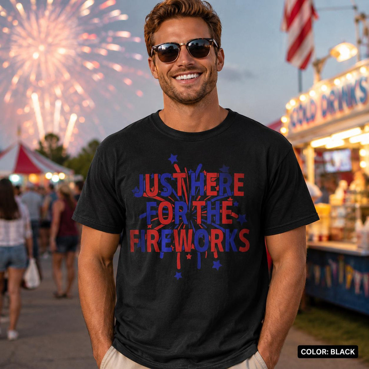 Funny 4th Of July Couples Shirts, Fireworks Matching Tee, Independence Day Top, Comfort Colors 1717, Patriotic Husband Wife Graphic Tee