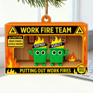 Action Figure Dumpster Fires - Personalized Acrylic Ornament - Christmas Gift for Coworkers