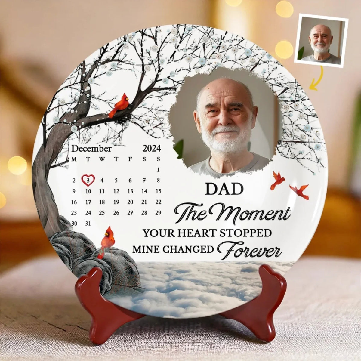 The Moment Your Heart Stopped - Personalized Ceramic Plate - Memorial Gift, Sympathy Gift For Family Members