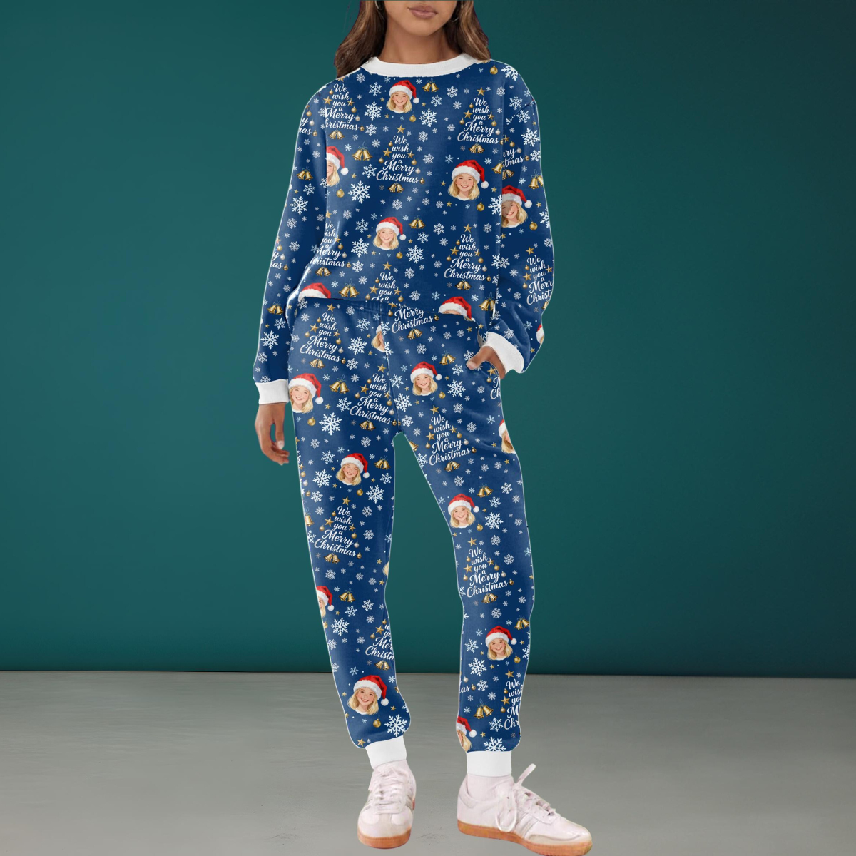 Custom Photo Pajama Set, Personalized Face Lounge Set, Cozy Outfit, Custom Pet or Couple Gift for Christmas, Christmas Gift