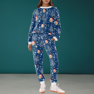 Custom Photo Pajama Set, Personalized Face Lounge Set, Cozy Outfit, Custom Pet or Couple Gift for Christmas, Christmas Gift