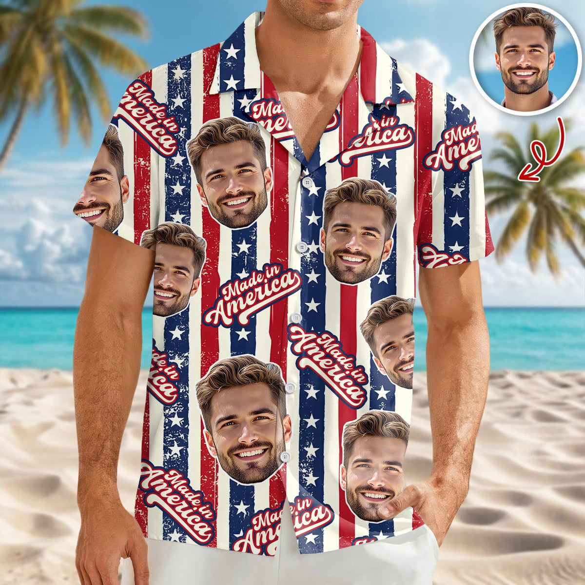 Custom Photo Made In America Hawaii Shirt, USA 250 Years Independence Apparel, Patriotic American Flag Pet Tee, Patriotic Freedom
