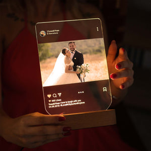 Custom Wedding Photo - Personalized 3D LED Light Wooden Base - Gifts For Couple