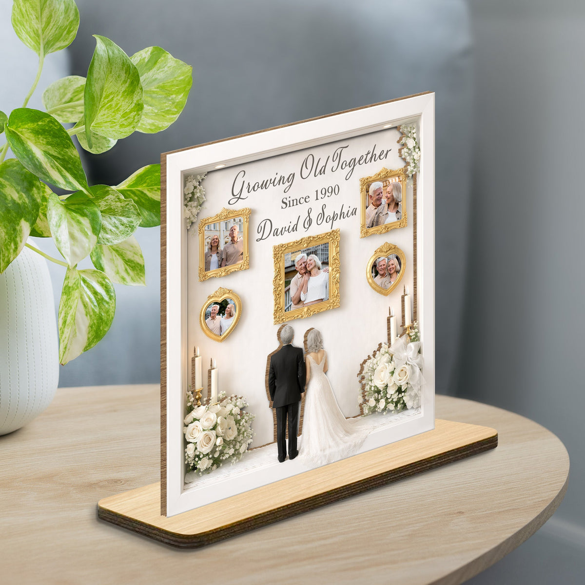 Growing Old Together Wedding Gallery - Personalized Wooden Plaque - Gift For Couple