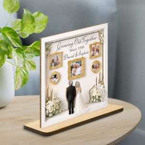Growing Old Together Wedding Gallery - Personalized Wooden Plaque - Gift For Couple