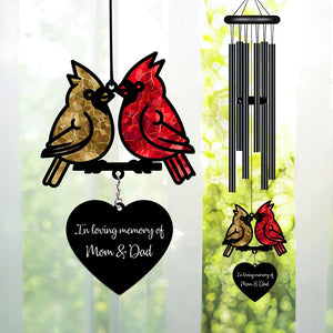 Personalized Memorial Wind Chime, Cardinals Memorial Wind Chime, Loss of Parents Sympathy Gift In Loving Memory, Family Gift, Love Family