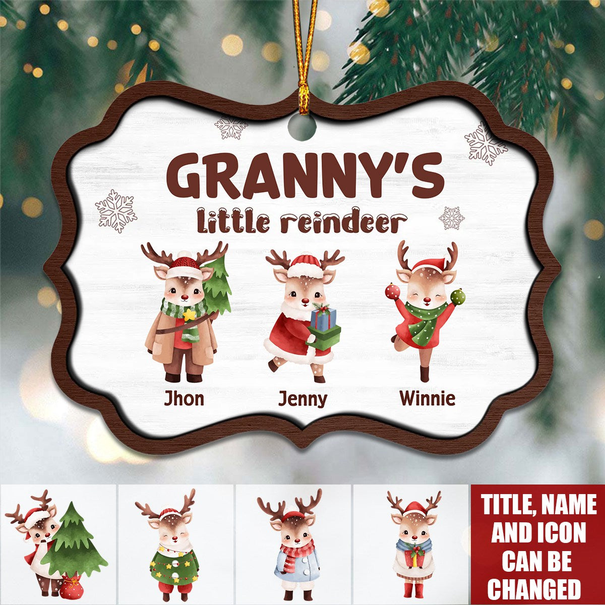 Grandma's Little Reindeers Cute Christmas - Personalized Ornament - Christmas Gift For Mom, Grandma