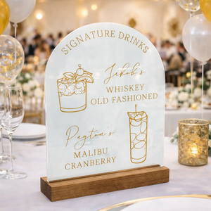 Arch Shaped Personalized Signature Drinks Wedding Bar Sign, Custom Acrylic Plaque, Wedding Decor, Gift For Couple