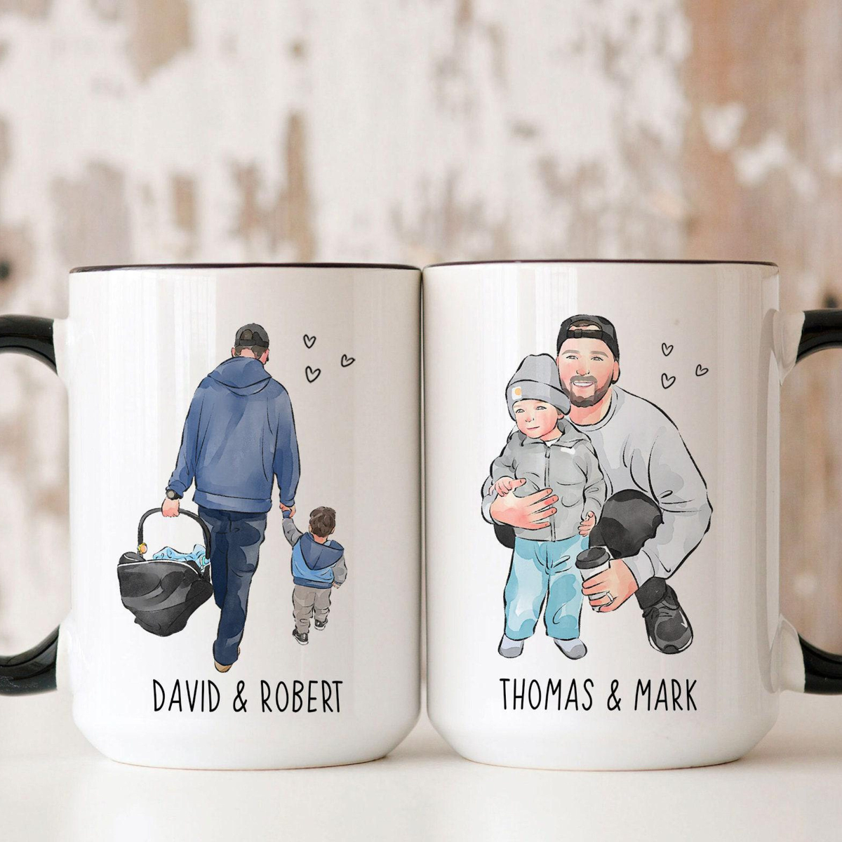Custom Dad Watercolor Portrait Mug, Father's Day Gifts for Grandpa, Fathers Day Mug, Personalized Photo Mug, Family Painting Mug, Fathers Day Gift 2025