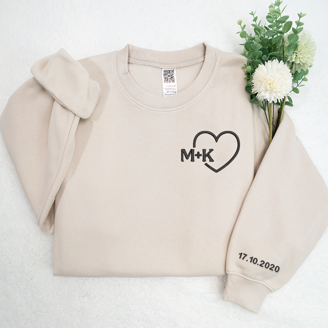 Custom Couple Initials - Personalized Embroidered Apparel - Gift For Couple