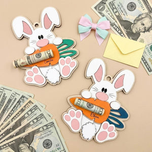 Personalized Easter Bunny Money Holder Custom Name Wooden Easter Basket Stuffer Bunny Cash Holder for Kids Easter Gift from Grandma