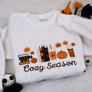 Cozy Season Embroidered Sweatshirt, Cozy Season Sweatshirt, Autumn Sweatshirts, Sweatshirts for Her, Fall Sweatshirt, Cozy Autumn Shirt