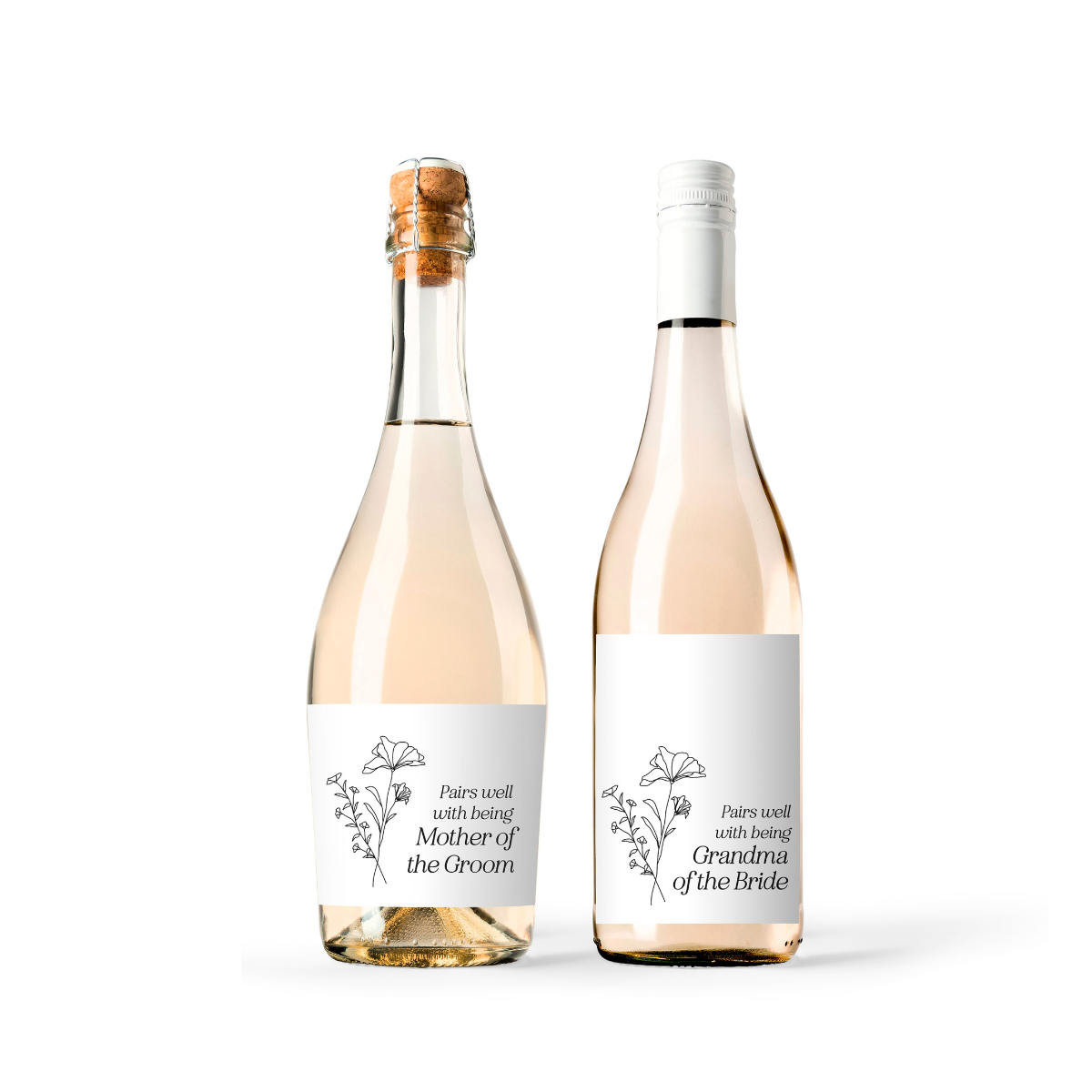 Mother of The Bride Wine Labels, Mother of the Groom Gift, In Law Wedding Gift, Gifts to Parents from Bride and Groom, Wedding Labels
