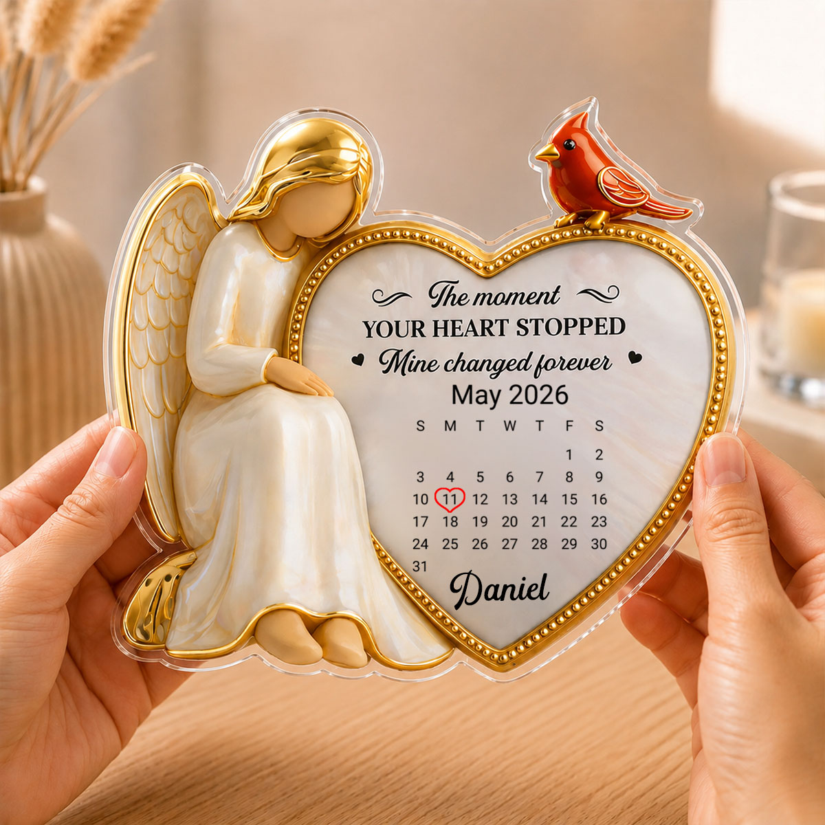The Moment Your Heart Stopped Mine Changed Forever - Personalized Acrylic Block Plaque - Heartfelt Memorial Remembrance Keepsake