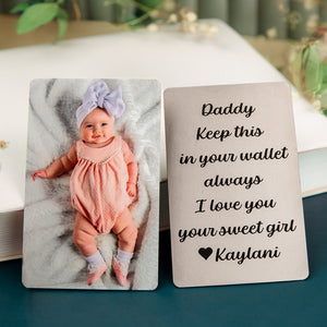Custom first Fathers Day gift, Wallet picture card for Daddy, Daddy wallet metal insert, Personalized wallet insert gift for Daddy