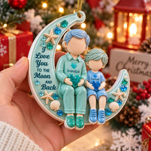 Love You To The Moon And Back Sea Glass - Real 3D Raised Ornament