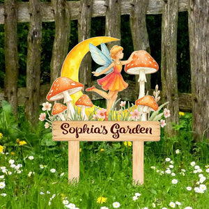 Personalized Fairy Garden Stake, Fairy Mushroom Yard Sign, Gardening Gift, Outdoor Decoration, Gift for Kids, Niece Gift, Lawn Decor