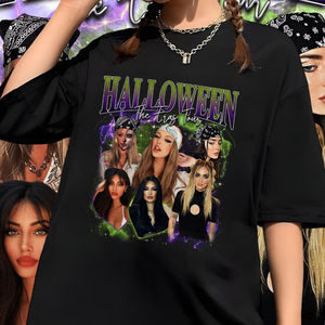 Custom Photo Halloween Bootleg T-shirt, Personalized Picture Sarcastic Tee for Spooky Season Party, Funny Gift for Girlfriend