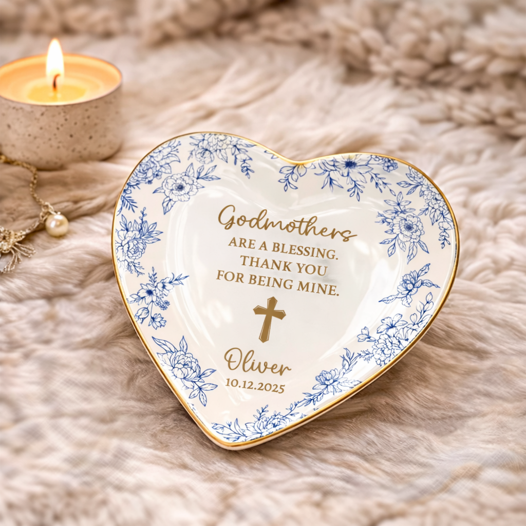 Personalized Godmother Ring Dish, Custom Mom Jewelry Tray, Gift From Godchild, Godmother Birthday Gift, Mothers Day Gift For Godmother