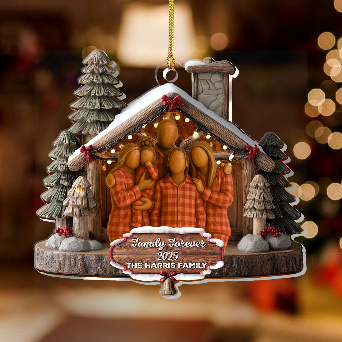 Family Forever Custom Photo - Personalized Acrylic Ornament - Christmas Gift For Family