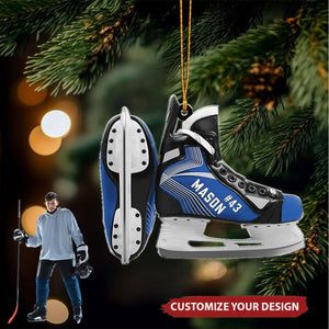 Ice Hockey Skates - Personalized Acrylic Ornament - Christmas Gift For Ice Skater, Hockey Player