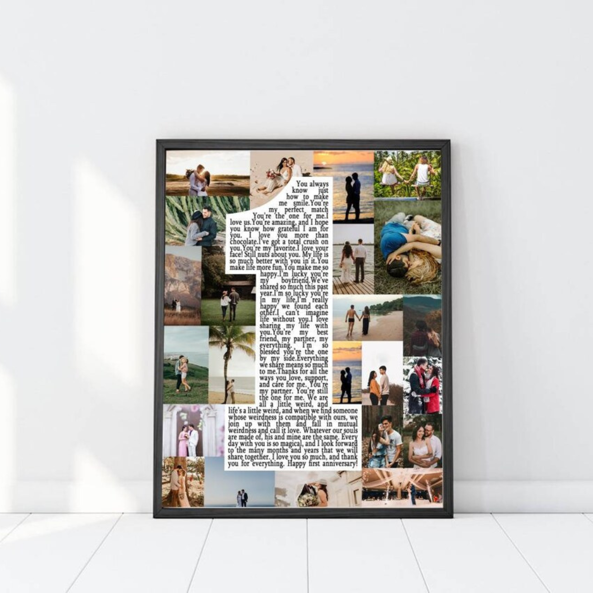Custom First Anniversary Collage Canvas, One Year Anniversary Gifts for Couple, 1 Year Anniversary Gift for Boyfriend Girlfriend